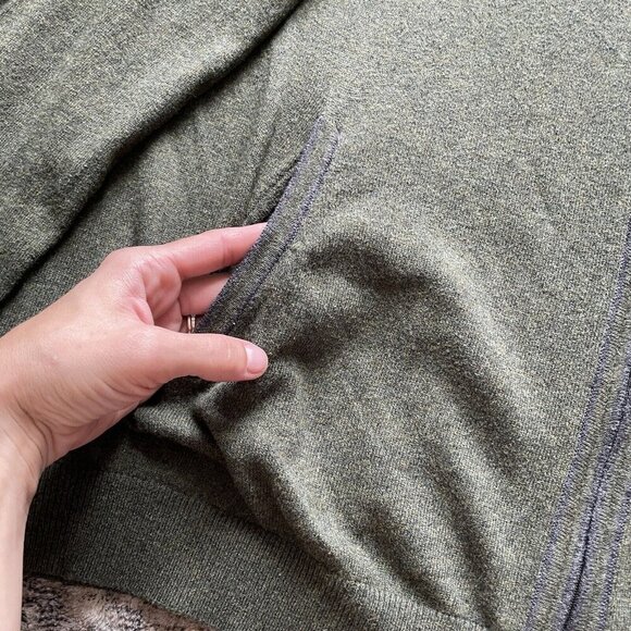 Tasso Elba Elbow Patch Sweater Men XL Green Full Zip Collared Lightweight Jacket - Picture 5 of 12